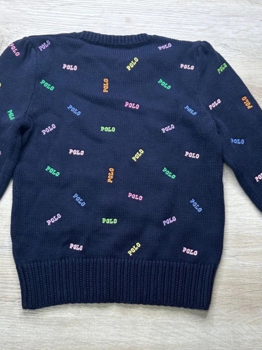 Girls Polo by Ralph Lauren Navy Sweater with Multicolor 'POLO' Embroidery - Picture 4 of 4